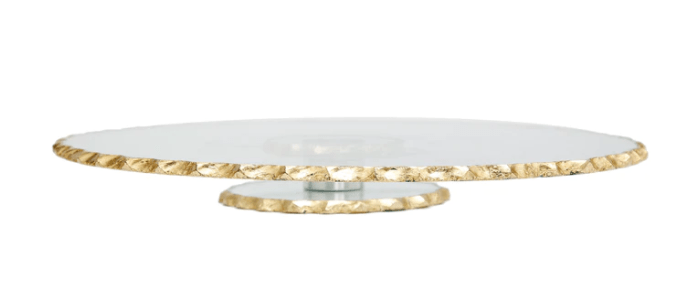 Classic Touch Lazy Susan Cake Tray - Stacked Glass with Gold Edge