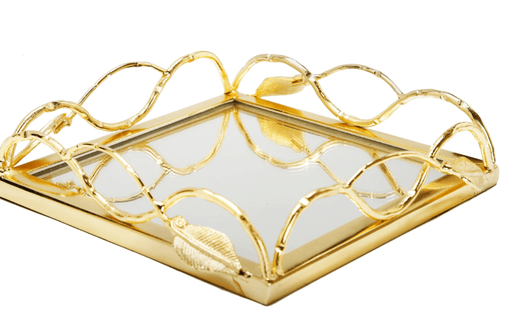 Classic Touch Mirror Napkin Holder with Gold Leaf Design