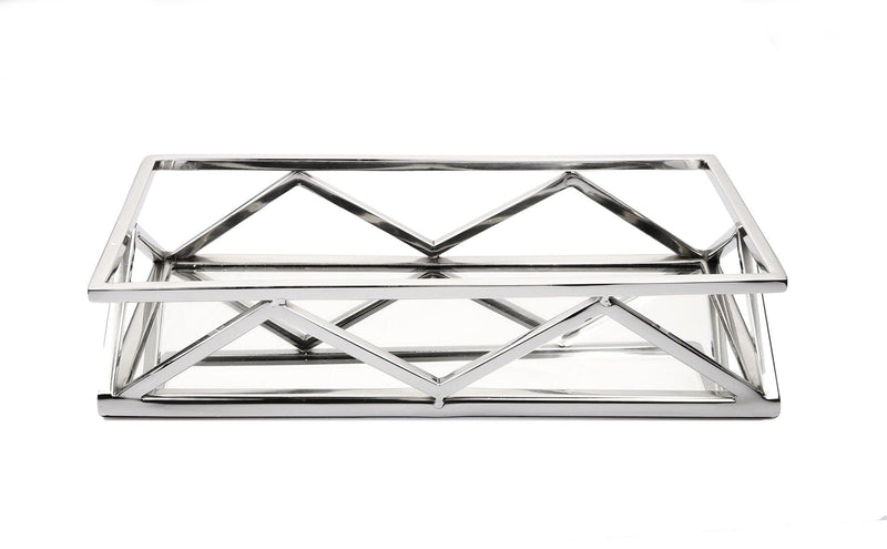 Classic Touch Oblong Mirror Tray with V-design
