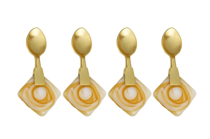 Classic Touch S/4 Gold Stainless Steel Dessert Forks With Stone Handle