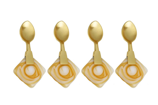 Classic Touch S/4 Gold Stainless Steel Dessert Forks With Stone Handle
