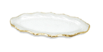 Classic Touch Serving Platter Glass Plate with Gold Scalloped Rim