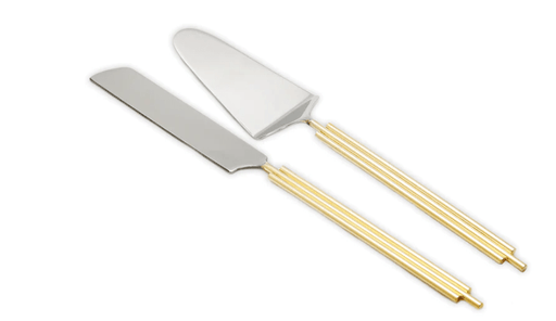 Classic Touch Set of 2 Cake Servers Gold Symmetrical Design