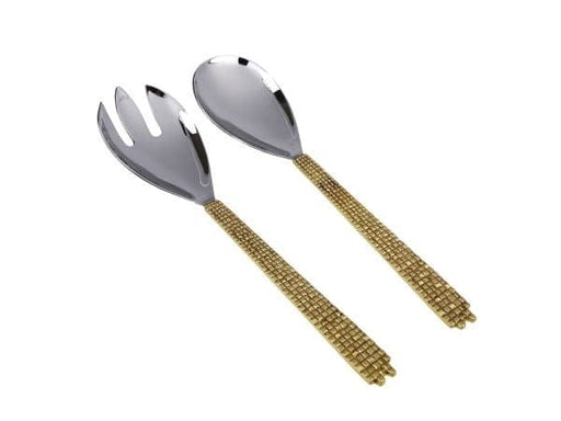 Classic Touch Set Of 2 Salad Servers With Mosaic Design - 12"L