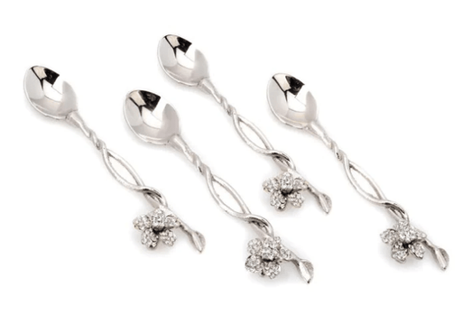Classic Touch Set of 4 Spoons with Jeweled Flower