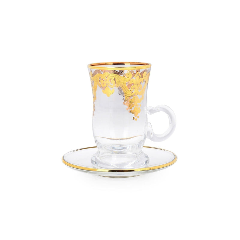 Classic Touch Set of 6 Tea Cups 24k Gold Artwork