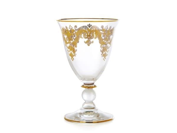 Classic Touch Set of 6 Water Glass Short Stem- 24K Gold Artwork