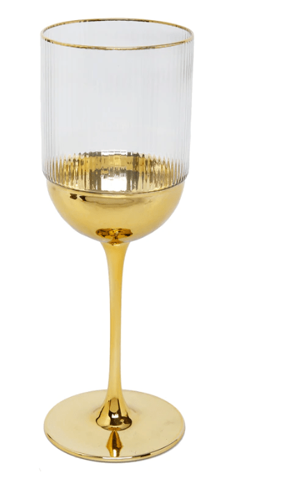 Classic Touch Set of 6 Water Glasses with Gold Dipped Bottom - 3"D x 8.75"H