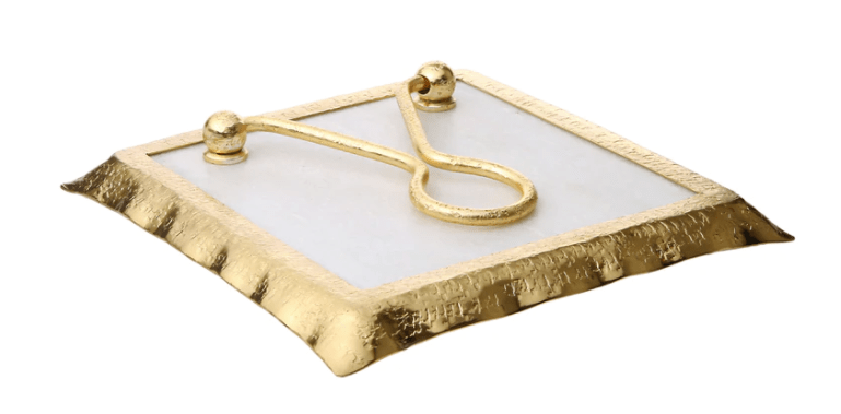 Classic Touch Square Marble Napkin Holder With Gold Rim