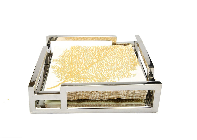 Classic Touch Square Mirror Napkin Holder with Layered Loop Design