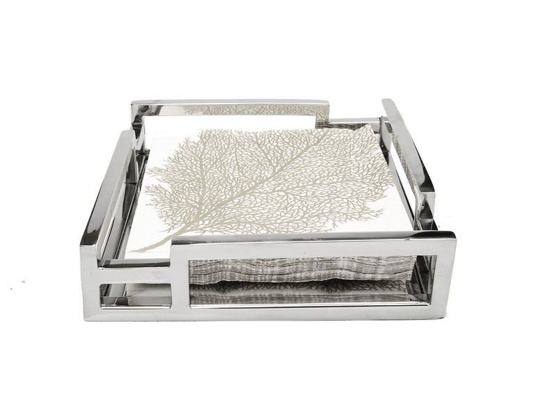 Classic Touch Square Mirror Napkin Holder with Layered Loop Design