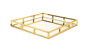 Classic Touch SQUARE MIRROR TRAY-GOLD