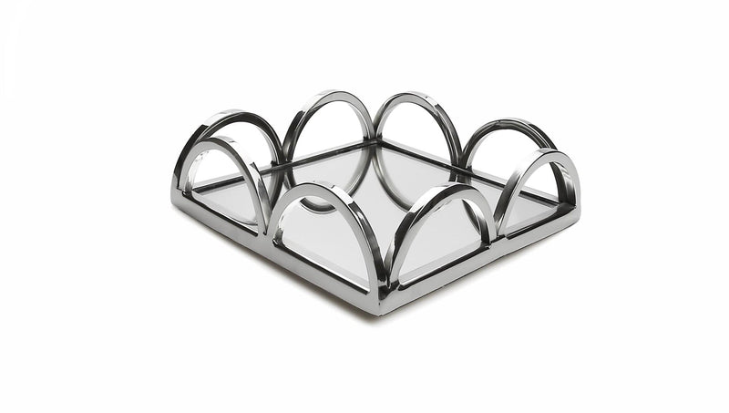 Classic Touch Square Napkin Holder/ Mirror Tray with Loop Design