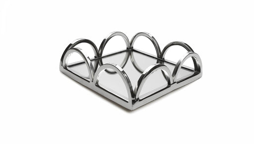 Classic Touch Square Napkin Holder/ Mirror Tray with Loop Design