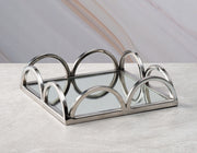 Classic Touch Square Napkin Holder/ Mirror Tray with Loop Design