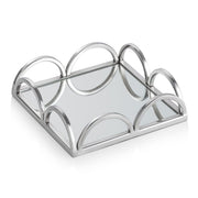 Classic Touch Square Napkin Holder/ Mirror Tray with Loop Design