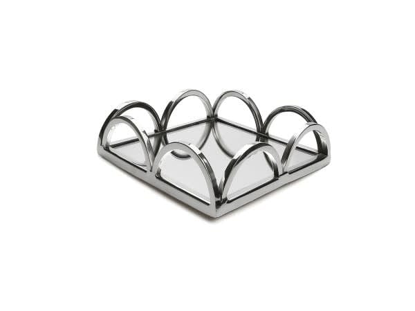 Classic Touch Square Napkin Holder/ Mirror Tray with Loop Design