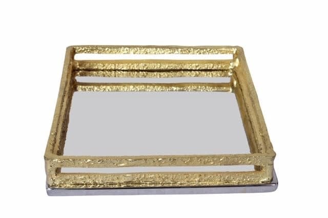 Classic Touch Square Napkin Holder with Gold Loop Design