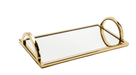 Classic Touch Trays Rectangular Mirror Tray with Gold Handles -12"L