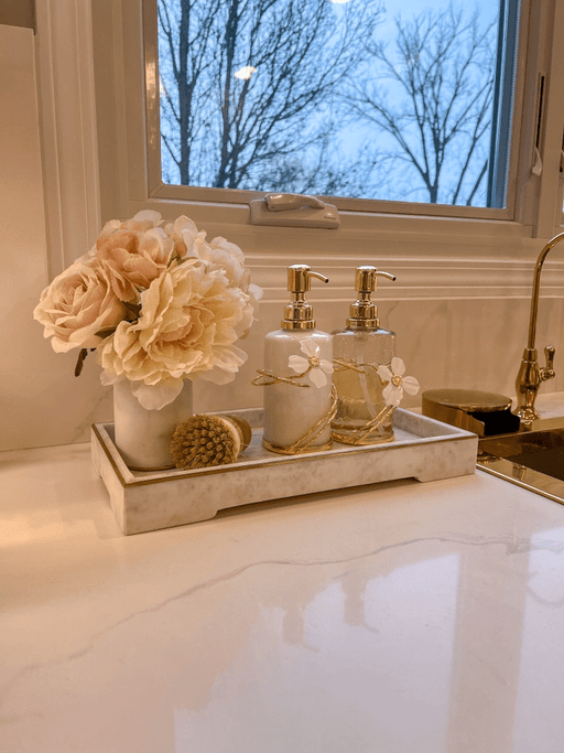 Classic Touch Unclassified Marble Tray with Gold Trim