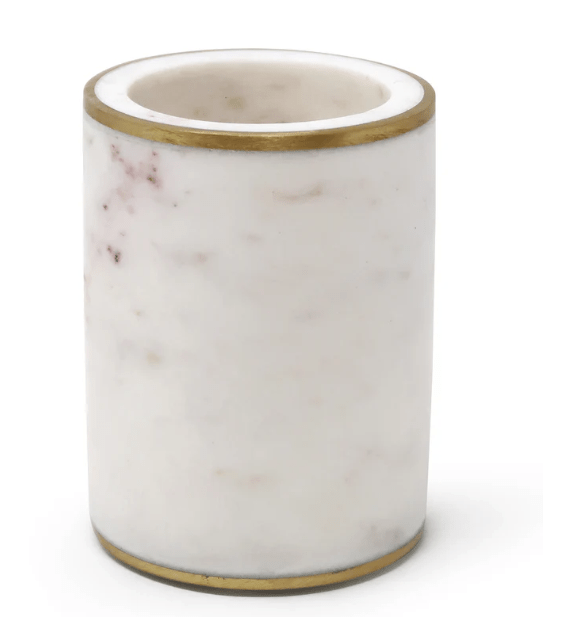 Classic Touch Unclassified White Marble Cup with Gold Rim