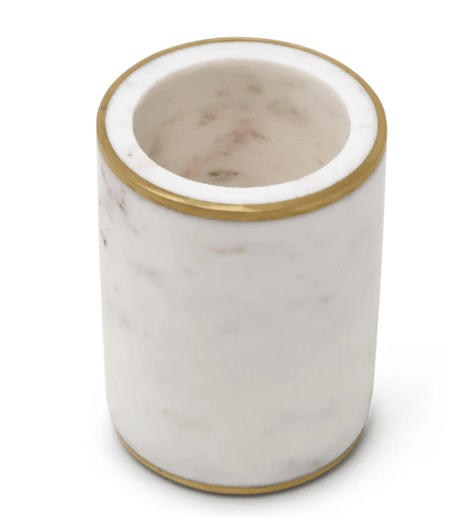 Classic Touch Unclassified White Marble Cup with Gold Rim