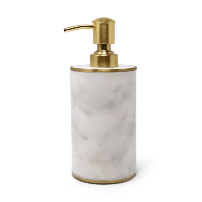 Classic Touch Unclassified White Marble Dispenser with Gold Pump