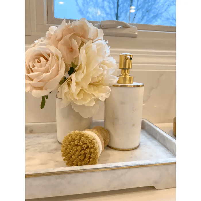 Classic Touch Unclassified White Marble Dispenser with Gold Pump