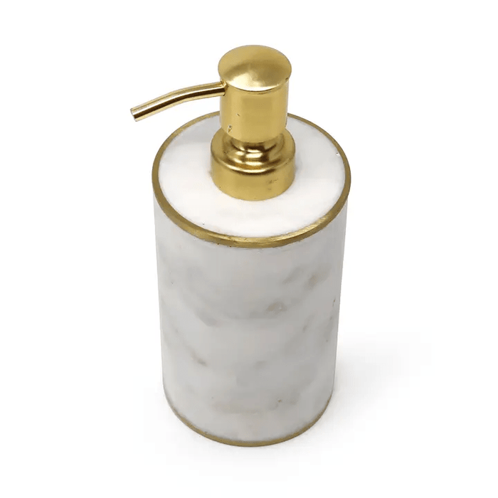 Classic Touch Unclassified White Marble Dispenser with Gold Pump