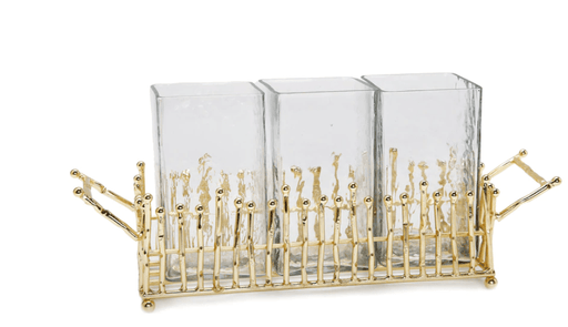 Classic Touch Utensil Holder Cutlery Holder with Gold Symmetrical Design