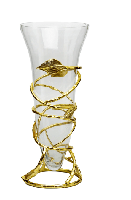 Classic Touch Vases Clear Glass Vase with Removable Gold Leaf Base