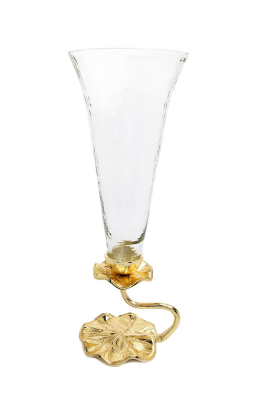 Classic Touch Vases Glass Vase with Gold Lotus Flower Design