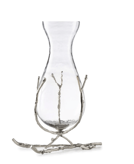Classic Touch Vases Glass Vase with Silver Twig Base