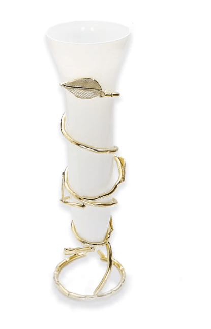 Classic Touch Vases Gold Leaf Vase with White Insert