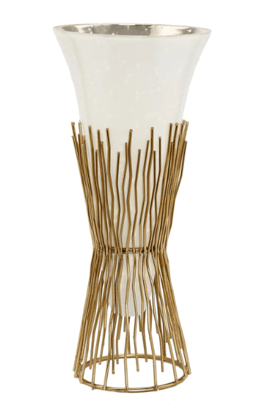 Classic Touch Vases Opaque Glass Vase on Gold Twig Base