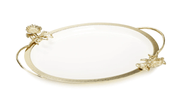 Classic Touch White Tray with Gold Flower Detail