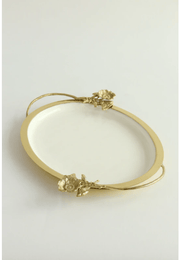 Classic Touch White Tray with Gold Flower Detail