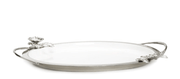 Classic Touch White Tray with Silver Flower Detail
