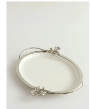 Classic Touch White Tray with Silver Flower Detail