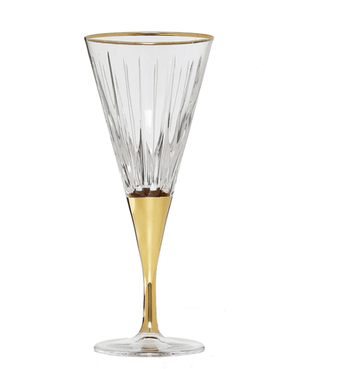 Classic Touch Wine Glasses Set of 6 Gold Stemmed Wine Glasses