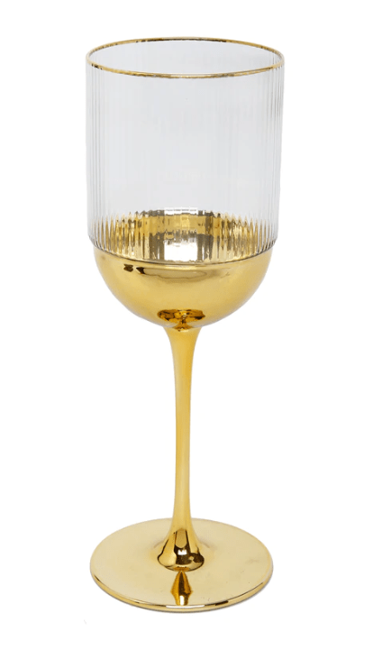 Classic Touch Wine Glasses Set of 6 Wine Glasses with Gold Dipped Bottom - 2.75"D x 7.5"H