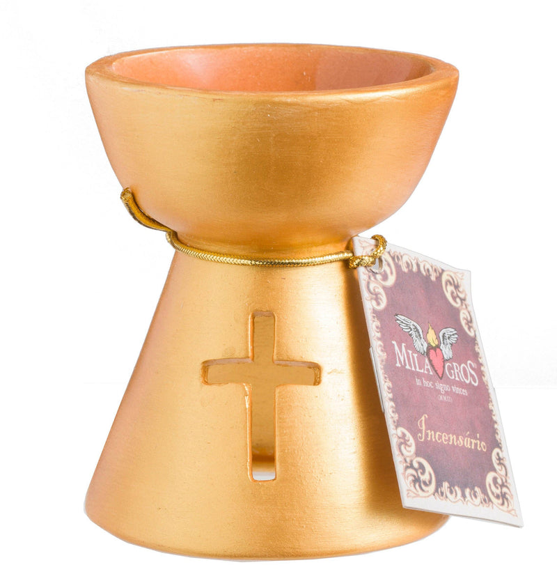 Clero USA Ceramic Resin Incense Burner — 3.5 in — Various Styles: Gold