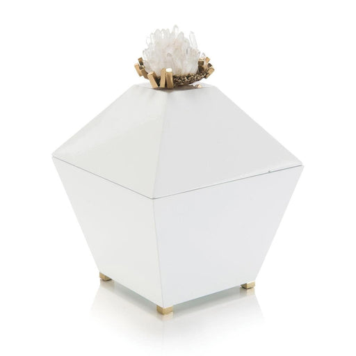 Crystal Quartz and Brass Cluster on White Box - Treasured Accents
