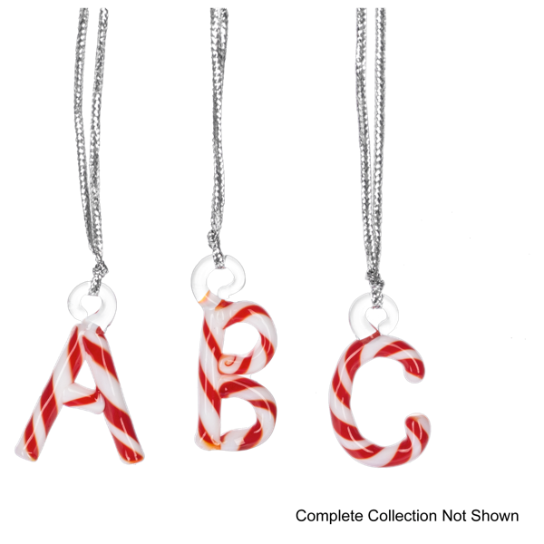 Candy Cane Striped Monogram Letter Ornaments