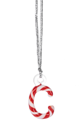 Candy Cane Striped Monogram Letter Ornaments