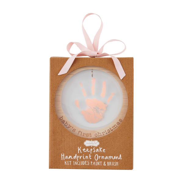 Pink acrylic handprint ornament