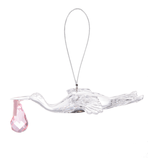 Ganz Baby Pink Stork Ornament