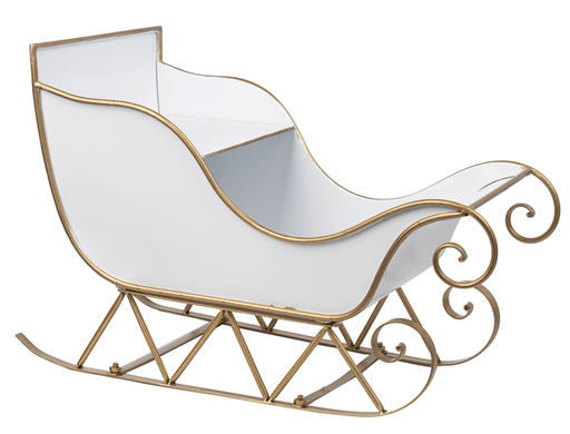 Ganz Christmas Gold & White Enamel Sleigh