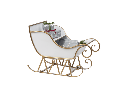 Ganz Christmas Gold & White Enamel Sleigh