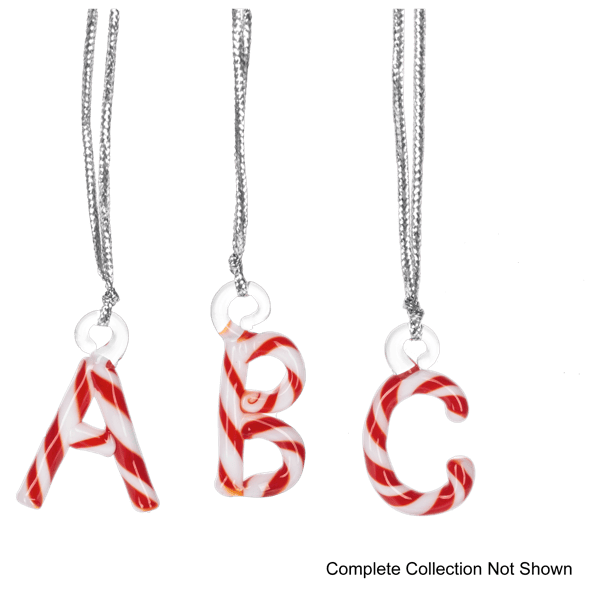 Ganz Christmas Ornaments Candy Cane Striped Monogram Letter Ornaments